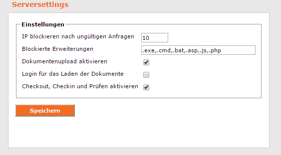 Webinterface - Servereinstellungen