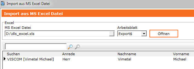 Kontakte aus MS Excel importieren