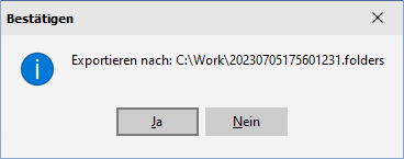 Ordner exportieren - BestÃ¤tigung