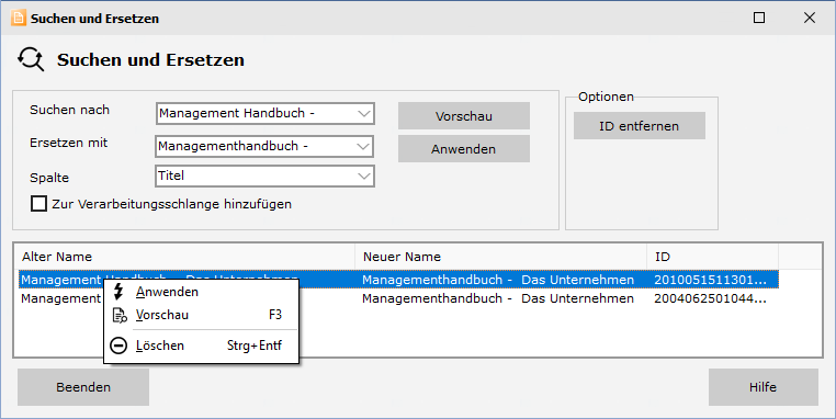 Suchen und Ersetzen