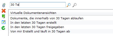 Suche in den virtuellen Dokumentenansichten