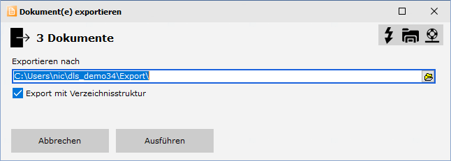 Dokumente exportieren - Pfadauswahl