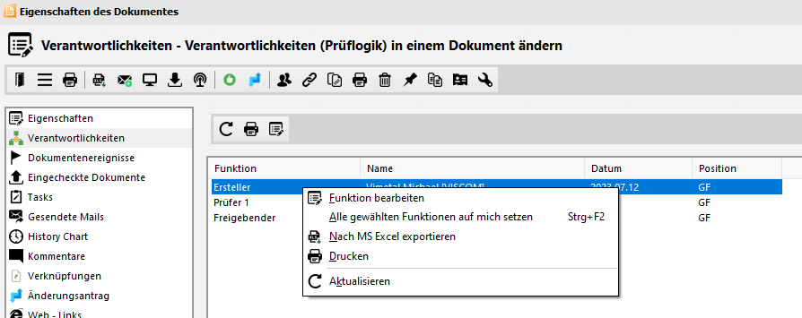 Verantwortlichkeiten (PrÃ¼flogik) in einem Dokument Ã¤ndern - Ãbersicht