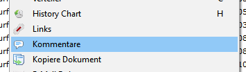 Kommentare zu Dokumenten - Popup