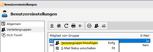 Benutzer - Verteilergruppe hinzufÃ¼gen
