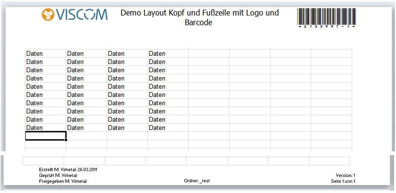 MS Excel Kopf und FuÃzeile 5