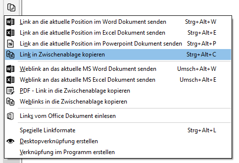 VerknÃ¼pfungen von Office Dokumenten - Popup