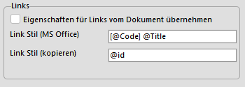 Servereinstellungen - Layout Links