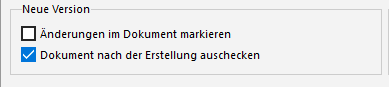 Einstellungen - Dokumente - Neue Version