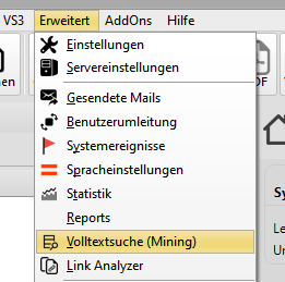 Menu - Volltextsuche (Mining)