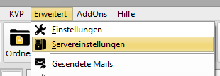 Servereinstellungen - MenÃ¼