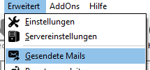 Gesendete Mails - Menu