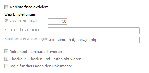 Webinterface - aktiviert