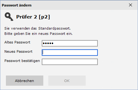 Benutzer - Standardpasswort Ã¤ndern