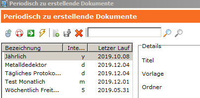 Periodisch zu erstellende Dokumente