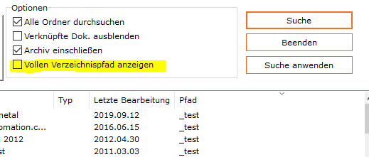 Suche - Voller Verzeichnispfad