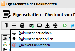 Checkout abbrechen Ã¼ber die Dokumenteneigenschaften