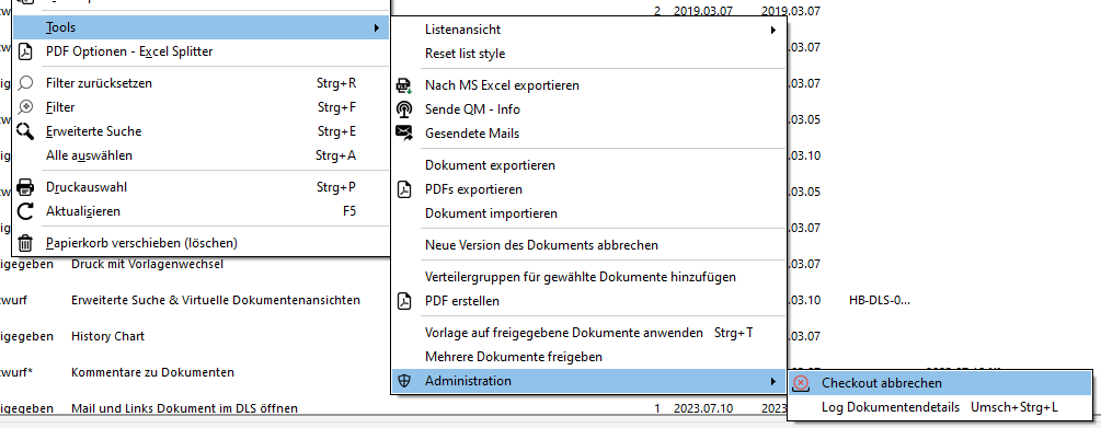 Checkout abbrechen Admin - Administration