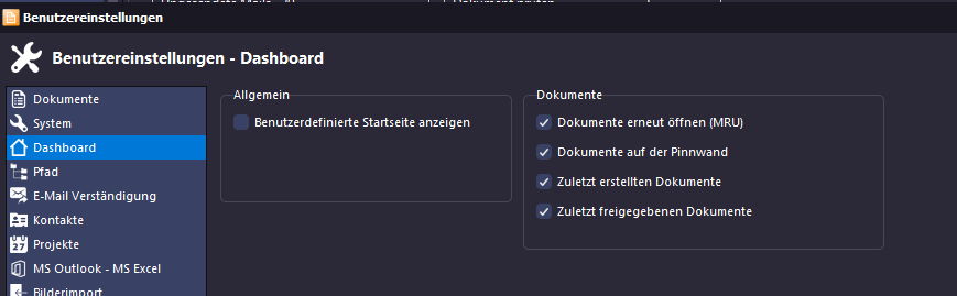 Dashboard - Setup