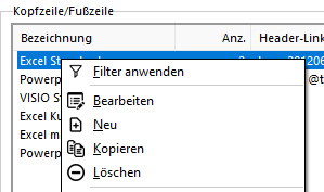 MS Excel Kopf und FuÃzeile 01