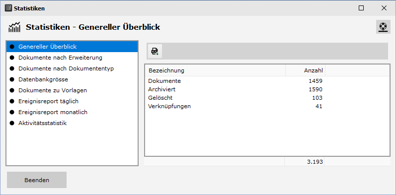 Statistiken - Genereller Ãberblick