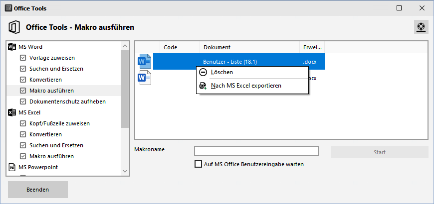 MS Office Tools - Word - Makro