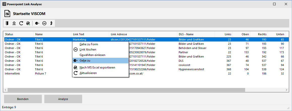 MS Office Tools - PP Link Analyse