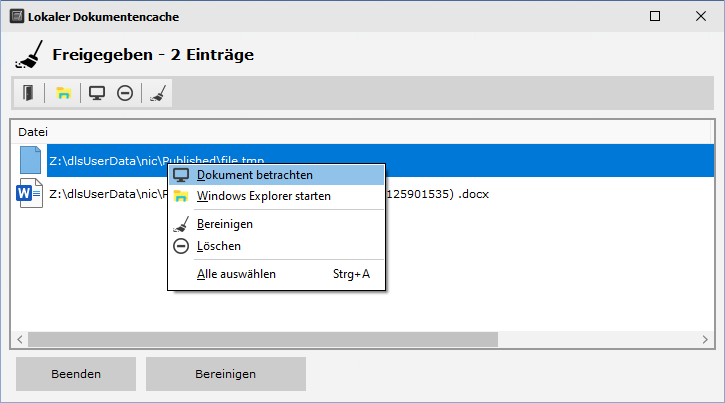 Dokumentencache lÃ¶schen und Speicherplatz freimachen