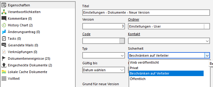 Dokumenteneigenschaften - Sicherheit