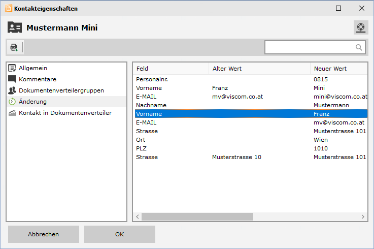 Kontakte - Ãnderung