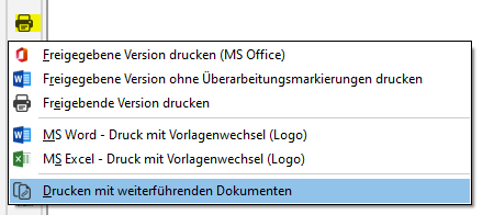 Drucken mit weiterfÃ¼hrenden Dokumenten - MenÃ¼