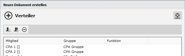 CPA - Neues Dokument - Verteiler