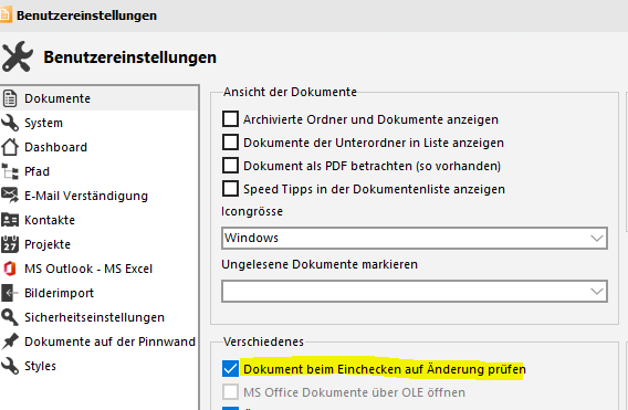 Checkin - Hash Check - Einstellungen