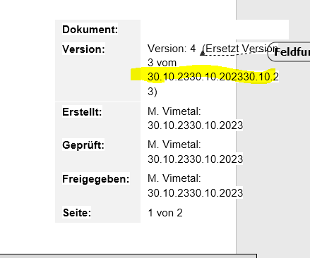 MS Word - Doppeltes Datum