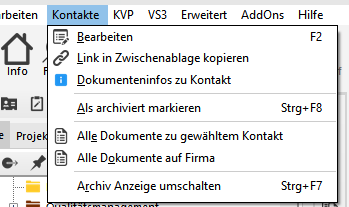 Kontakte - MenÃ¼