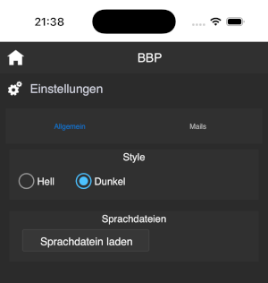 APP Dark Einstellungen
