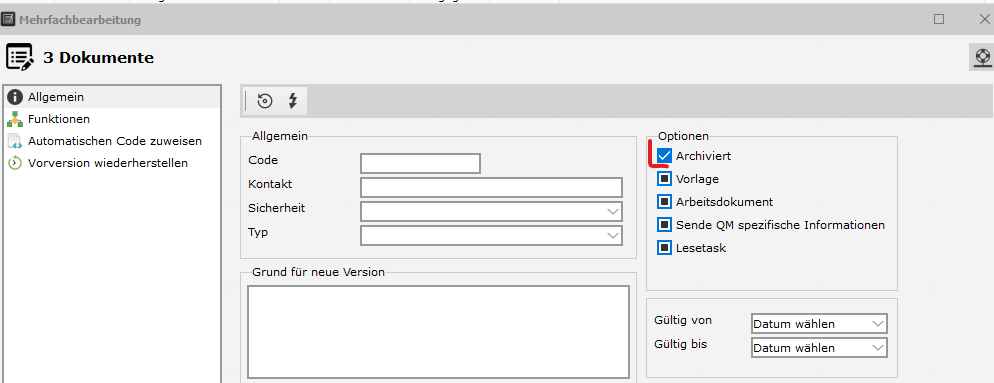 Dokumente archiveren mehrere