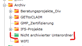 Nicht archivierter Unterordner