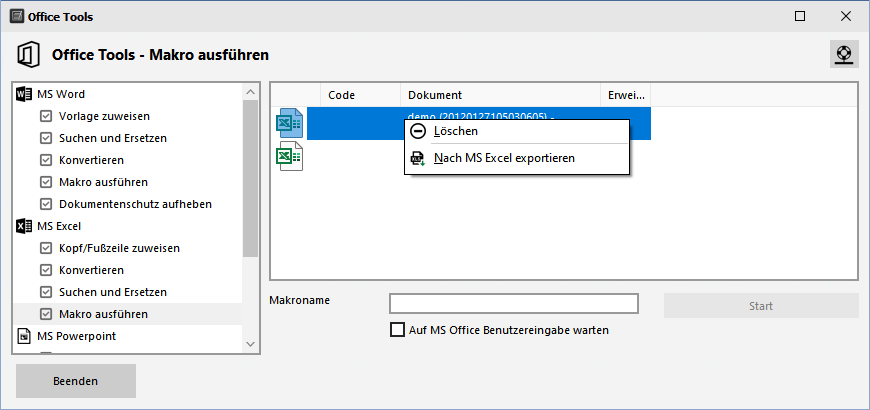 MS Office Tools - Excel - Makro