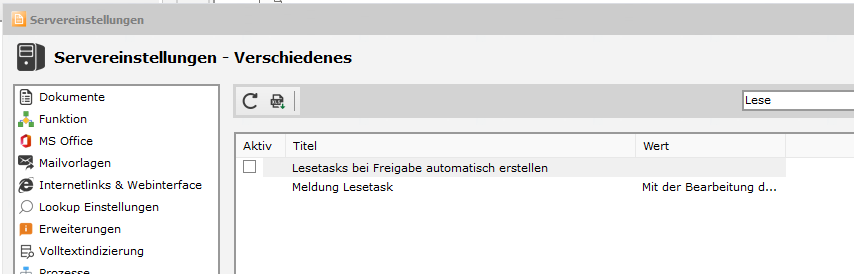 Lesetasks04 - Servereinstellungen
